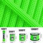Paracord Rope 750 - Parachute para Cord 4mm 11 Strand Spool Rope Utility Nylon String for Outdoor Camping Survival Utility Tent Crafting DIY Projects - Neongreen 200ft