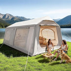 ABORON 2/6/8/10/12 Person Inflatable Camping Tent, Easy Setup Blow Up Tent with Hand Pump, PU3000mm Waterproof & Breathable 4 Season Glamping Tent for Outdoor Camping