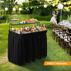 VINGLI Portable Cooler Table with Extra Storage Shelf, Alloy Steel, Black, Picetable Model