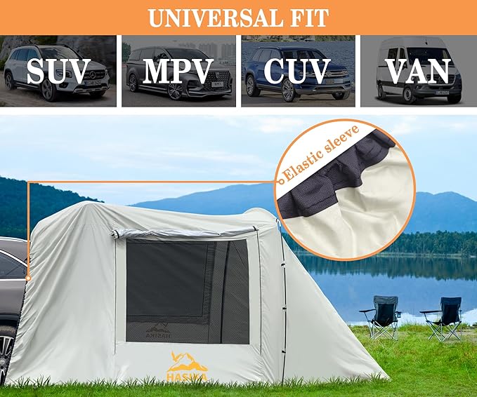 Car Tent for Camping 4-6 Person Universal SUV Van Tailgate Waterproof UPF 50 + Include Seperate Screen Tent