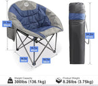 Northroad Folding Compact Camping Moon Chair, Outdoor Padded Saucer Round Chair w/Cup Holder Supports up to 300 lbs for Beach Hiking Fishing Picnic Lawn,Blue