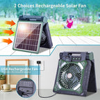 Solar Fan Battery Powered Rechargeable Solar Camping Fan with Led Lantern & Power Bank Foldable Angle USB Personal Fans for Travel Outdoor Camping Tents X98 Green