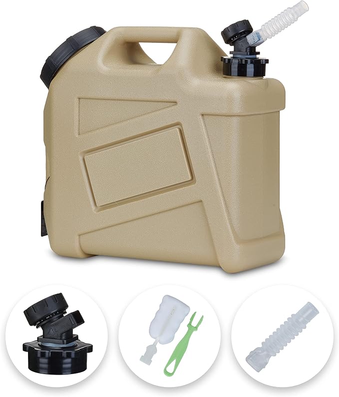 Water Container, 2.5 Gallon Water Containers Jug, (13x12x5.3in) Truly No Leakage Water Storage, Small Warm Sand Color Water Tank,BPA Free Portable Emergency Water Storage for Camping, Hiking