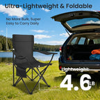 Portable Camping Chair 2 Pack, Folding Outdoor Chair with Cup Holder & Side Pocket for Camping (Black, 2 Pack)