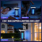 Solar Bug Zapper Outdoor, Rechargeable & Solar Powered, 4200V High Voltage for Effective Mosquito & Multi-Insect, Pet/Child Safe with UV Light, Waterproof for Camping Indoor Outdoor