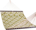 Lazy Daze Hammocks 12FT Quilted Fabric Hammock with Soft Pillow, Double 2 Person Tree Hammock with Spreader Bar for Outside Patio Poolside Backyard Beach, 450 lbs Capacity, Green Geometric