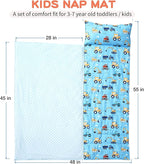 Bunnikins & Clover Toddler Nap Mat with Removable Pillow, Nap Mats for Preschool, Easy Clean Toddler Nap Pad for Kindergarten, Kids Sleeping Bag for Travel Camping
