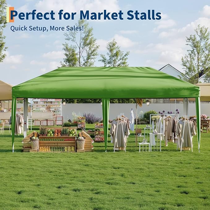 Garvee 10x10 Pop Up Canopy Tent, Heavy Duty Commercial Instant Shelter with One-Person Setup, UPF 50+ Waterproof, 100 Sq Ft Shade for Outdoor Events, Camping, Farmers Market