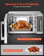 VEVOR Commercial Microwave Oven, 0.9 Cu Ft, 1000W Digital Stainless Steel Countertop Microwave Oven with Touchscreen, 10 Cooking Presets, 5 Power Levels, Multi-Lock Door & Easy Clean for Restaurants