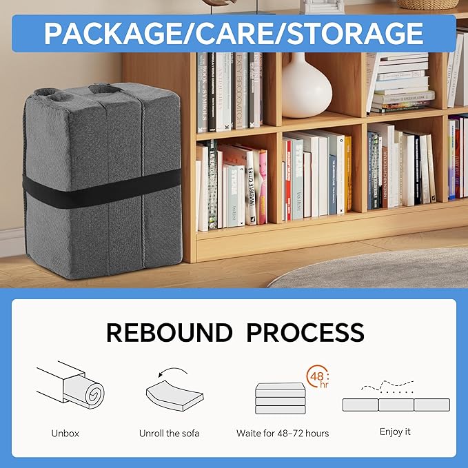 HOMBYS 5-Zone Memory Foam Tri-fold Mattress, 4 Inch Single Size Foldable Mattress with Washable Cover, Portable Floor Mat Bed with Elastic Band for Storage, Cot Pad for RV, Camping, Travel and Guest
