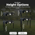 GasOne Double Propane Burner with Adjustable Height 4-Tier Removable Legs for Outdoor Cooking – High Pressure Camping Accessories Camp Stove – Cast Iron Portable Stove Top - Patent Pending