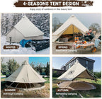 KingCamp Canvas Bell Yurt Tents, 4 Seasons Large Waterproof & Windproof Luxury Glamping Tent w/Stove Jack for Family Outdoor Camping, Hunting, Parties