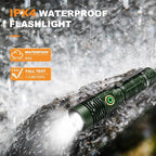 Small Tactical Flashlights High Lumens - 1500 Meters Long Beam Super Bright LED Magnetic Flashlight USB Rechargeable Zoomable 5Modes Long Beam Spotlight Flashlight for Hiking, Camping-dark Green