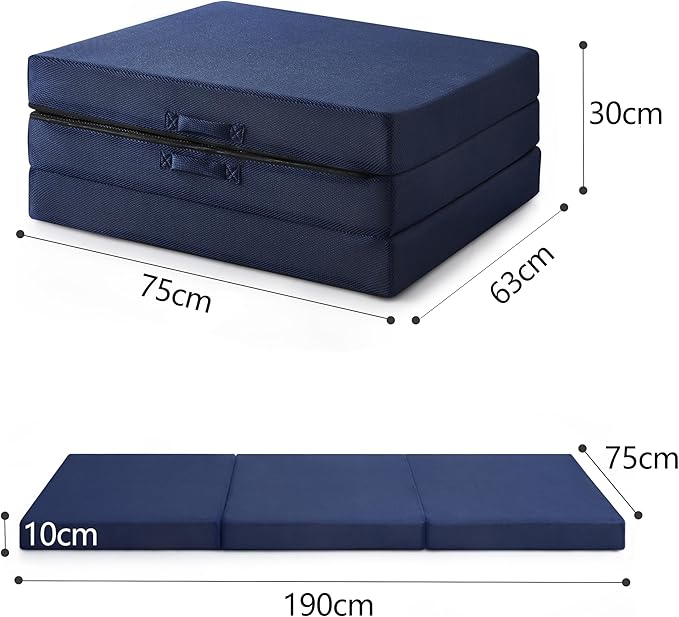Sleeping Mats for Adults,Memory Foam Camping Trifold Mattress,Folding Pad,Machine Washable Cover,Floor Guest Bed