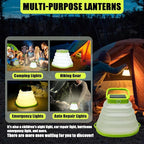 Solar Camping Lanterns-Collapsible Camping Essentials,IP65 Solar Lights Outdoor Waterproof,USB Portable Camping Hanging Lamp for Backpacking Gear,Emergency,Tent,Travel,Hiking