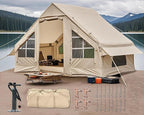 Inflatable Camping Tent,2/4/6/8 Person Glamping Inflatable Tents with Awning, Quick Setup Blow Up Tents with Pump, Waterproof Oxford Inflatable House for Camping, Air Glamping Hot Tents for Adult