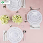 PARTY BARGAINS 13-Inch Charger Plates - 4 Pack, White, Heavy-Duty Disposable Chargers for Elegant Dining - Ideal for Weddings and Formal Events