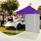 5x5 Pop Up Canopy Tent with One Sidewall, Instant Portable Beach Canopy, Outdoor Tent with Carry Bag for Camping, Sports, Tailgating, Events, Purple