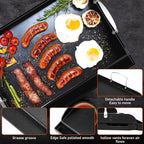 Griddle for Gas Grill, Flat Top Cast Iron Griddle Insert for Outdoor Gas 17" x13" Nonstick Coating Cooking Skillet Pan Teppanyaki for Weber Charbroil Camp Chef Charcoal Electric