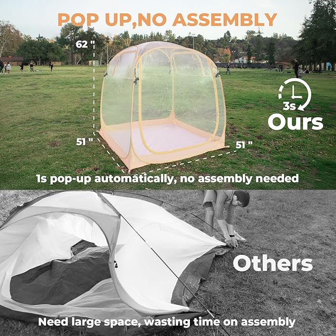 All Weather Proof Pod Sports Tent,Outdoor Weather Tent Sports Pod Pop Up Shelter with Sealed Floor,2-4 Person Clear Tent for Sport Event,Camping,Fishing 8 Sizes & Multicolor