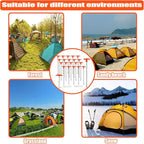 23 Pack Tent Stakes Heavy Duty,10 Inch Non-Rust Metal Tent Pegs Camping Stakes,Ground Stakes Tent Spikes for Camping,Garden,Hiking,Grassland,with 1 Pcs Hooked Head & 2 Pcs 10FT Ropes