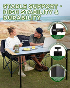 KingCamp Double Camping Chair Folding Camping Table, Aluminum Roll-Up Camp Table