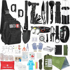 Survival Kit, 294 Pcs Survival Gear First Aid Kit with Molle System Compatible Bag and Emergency Tent, Emergency Kit for Earthquake, Outdoor Adventure, Hiking, Hunting, Gifts for Men Women