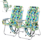 VINGLI Tall Beach Chair 2 Pack Lightweight, Backpack Beach Chair for Adults with 5-Position, Cooler Bag, Cup Holders, Towel Bar, Lightweight Folding Beach Camping Chairs
