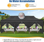 HOTEEL 10x30 Heavy Duty Pop up Canopy Tent for Parties with 8 Sidewalls, Easy Setup Outdoor Commercial Instant Gazebo for Wedding Event, with Portable Bag & Sand Bags, Black(Hexagonal Frame)
