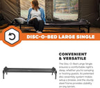 Disc-O-Bed Large Outdoor Modular 1 Person Single Camping Cot Portable Bed for Adults, Sleep Solution for Tents, Black