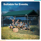 ADVANCE OUTDOOR 10x15 ft Heavy Duty Carport Potable Car Canopy Garage Party Tent Boat Shelter, Adjustable Height from 9.5 ft to 11 ft, Green