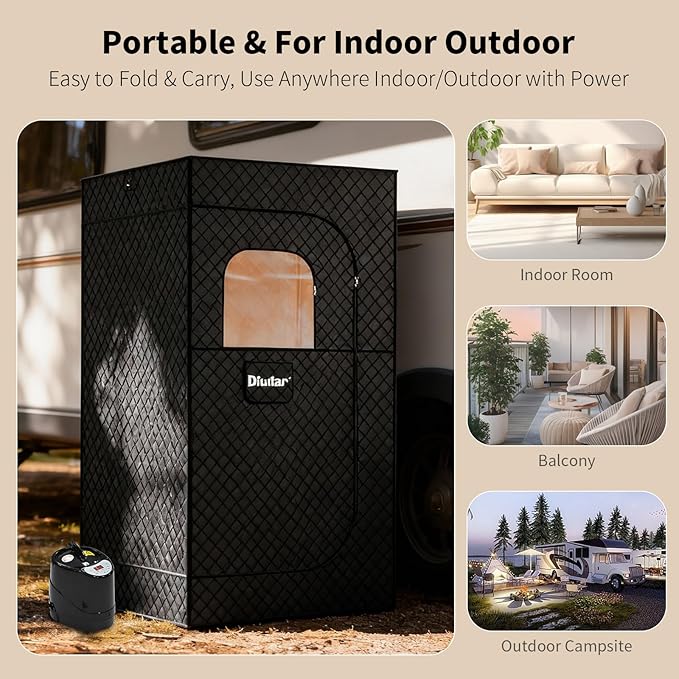 Sauna Box - Portable Sauna for Home with Upgraded 3L 1500W Steamer, Folding Chair and Non-Slip Mat for Relaxation Spa, 5-Layer Waterproof & Insulated Steam Saunas Tent, 3 * 3 * 6ft, Larger (Black)