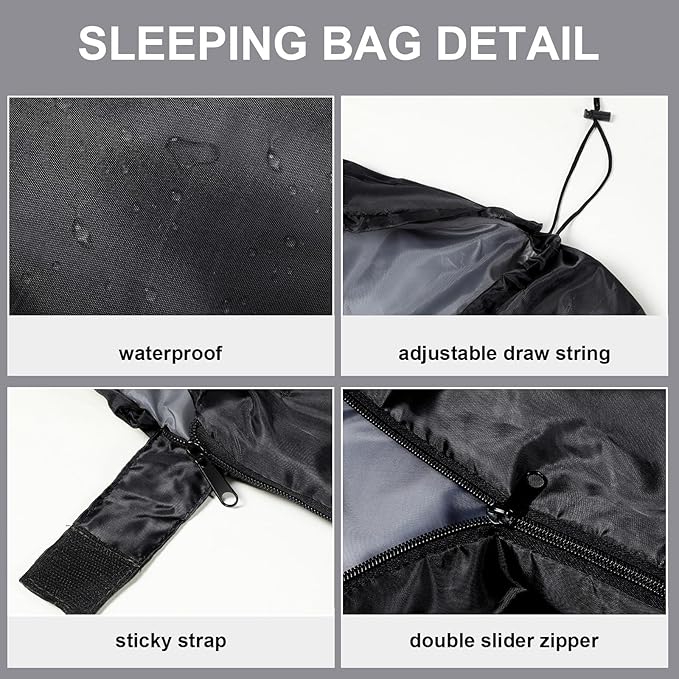 Tudomro Camping Sleeping Bag for Adults Lightweight Packable Waterproof Camping Gear Equipment to Keep Warm for Outdoor Backpacking Hiking Travel