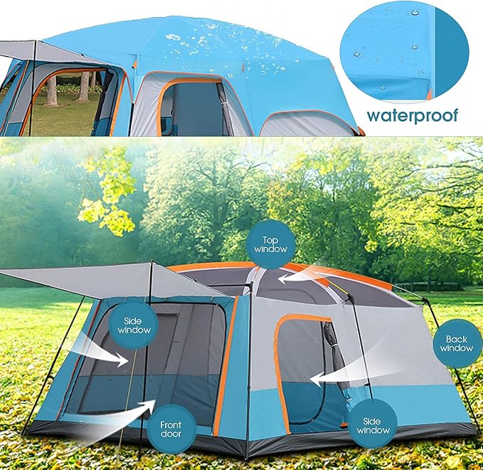 GeRRiT 5-12 Person Outdoor Camping Tent with Porch Portable Cabana Tent Large Family Tent Dome Tent Bell Tent for Outdoor Camping Hiking Fishing Easy Set Up