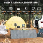 POWSTREAM 296Wh Portable Power Station with Solar Panel 60W Kit Solar Generator with Panels Included AC Outlet 300W Pure Sine Wave Solar Power Bank for Camping Home Power Outage Hunting Outdoor RV Van