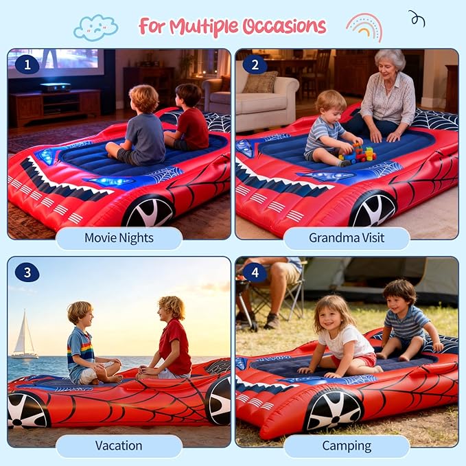 joyson Inflatable Toddler Travel Bed, Extra Large Kids Air Mattress with Electric Pump, Portable Toddler Blow up Mattress for Home, Sleepovers, Camping, Travel