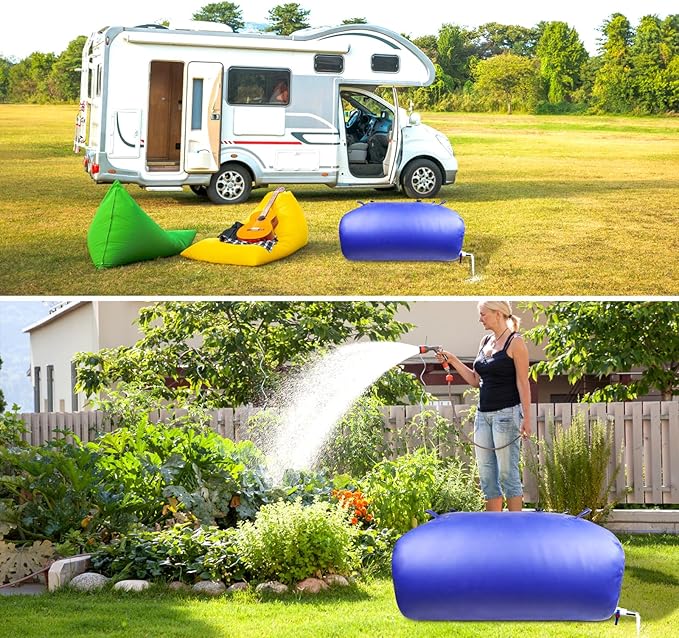 Water Storage Bladder Portable - Collapsible Water Tank 63.4Gal/240L with Stainless Steel Fittings, Leak-Proof & Durable Cistern – Portable Water Bladder for Emergency, Farming Irrigation Use
