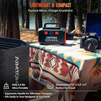 AIMTOM Portable Power Station 173Wh Lithium Battery, 200W AC Outlet (250W Surge), 18W USB-C, 2x USB-A, 2x 12V DC Outputs, LED Flashlight – Ideal for Camping, Travel, Emergency Backup, RV, Home Use