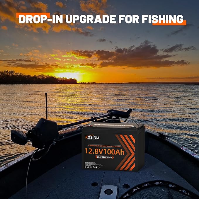 12V 100Ah BCI Group 24 LiFePO4 Battery, Built in 100A BMS, Max. 15000 Deep Cycle Lithium Rechargeable Battery for RV, Trolling Motor, Camping, Marine, Solar, Home Energy Storage