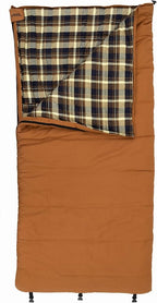 ALPS OutdoorZ Redwood -10°F Flannel-Lined Sleeping Bag with Cotton Canvas Shell, Heavy-Duty Zippers, Oversized Rectangle Design, Cold Weather Camping & Hunting Gear
