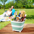 2 Pack Collapsible Ice Bucket with 2.77 Gal / 10.5L Each, Foldable Bottle Drink Cooler for Wine, Beer and Champagne, Space Saving Tub for House Cleaning, Outdoor Waterpot for Garden or Camping