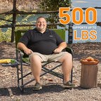 Timber Ridge XXL Extra Wide Foldable Directors Chair with Side Table, 500 lbs Heavy Duty Camping Chairs for Adults, Oversized Folding Lawn Chair for Lawn Beach Sports Outdoor, Blue