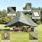 YOLENY Bell Tent, Yurt Tent 4/6/8/10 Person 4 Season Waterproof Glamping Tents w/Stove Jack for Family Camping Outdoor Party, Glamping Tents for Camping - 10/13.1/16.4FT