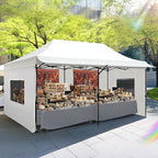 Quictent 10x20 Heavy Duty Pop up Canopy Tent with Sidewalls, Commercial Grade Instant Shelter with Wheeled Bag for Outdoor, Parties, Markets, 600D PU Coated UPF 50+ Sun Shield