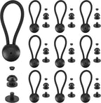 10pcs Black Bungee Shock Cord Clip with Knobs, Pull Tie Down Tarp Canvas Knobs, Heavy Duty Elastic Cord Fastener Clips for Camping Tents Cargo Pool Tarps Canopy Boat Marine Truck RV Trailer Accessory