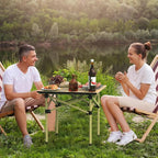 Folding Camping Table, Portable Lightweight Carbon Steel Roll-up Picnic Table BBQ Desk with Carry Bag Heavy Duty for Outdoor Beach Camping Picnic Backyard Party Patio BBQ Fishing
