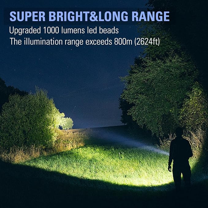 ERAY Rechargeable Spotlight, Super Bright High Lumen Handheld Long Lasting Large Flashlight Searchlight, IPX4 Waterproof Led Spot Light with USB Outport for Hunting Boating Camping Emergency