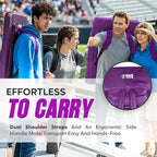 BRAWNTIDE Stadium Seat for Bleachers with Back Support - Wide Padded Reclining Bleacher Seat, Portable Folding Stadium Chair with Armrests, Hooks, Straps, Cup Holders & Pockets for Games & Concerts
