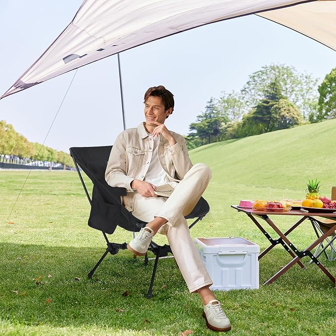 Nice C Camping Chair with Canopy, Compact Chair with Shade, Ultralight Umbrella Fishing Chairs, Portable Backpack Chairs, Lightweight, Travel, Picnic, Festival, Hiking, Sports (1 Pack, Black)