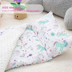 Bunnikins & Clover Toddler Nap Mat with Removable Pillow, Nap Mats for Preschool, Easy Clean Toddler Nap Pad for Kindergarten, Kids Sleeping Bag for Travel Camping